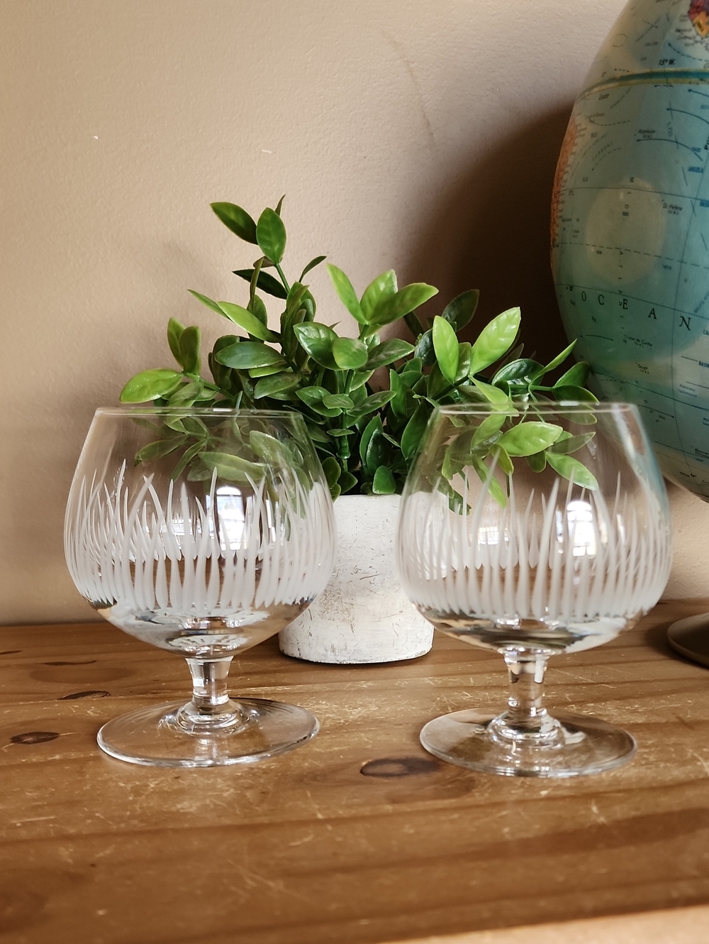 Vintage Belfor Savanna Crystal Brandy Snifter Set Of 2